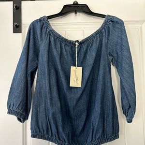 NWT Cropped denim shirt